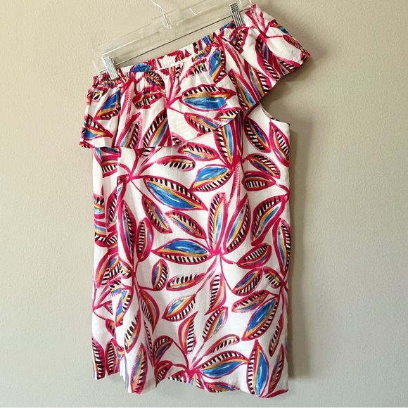 J. Crew One-Shoulder Linen-Blend Dress Tropical Floral Print Size Medium NEW - Picture 9 of 14
